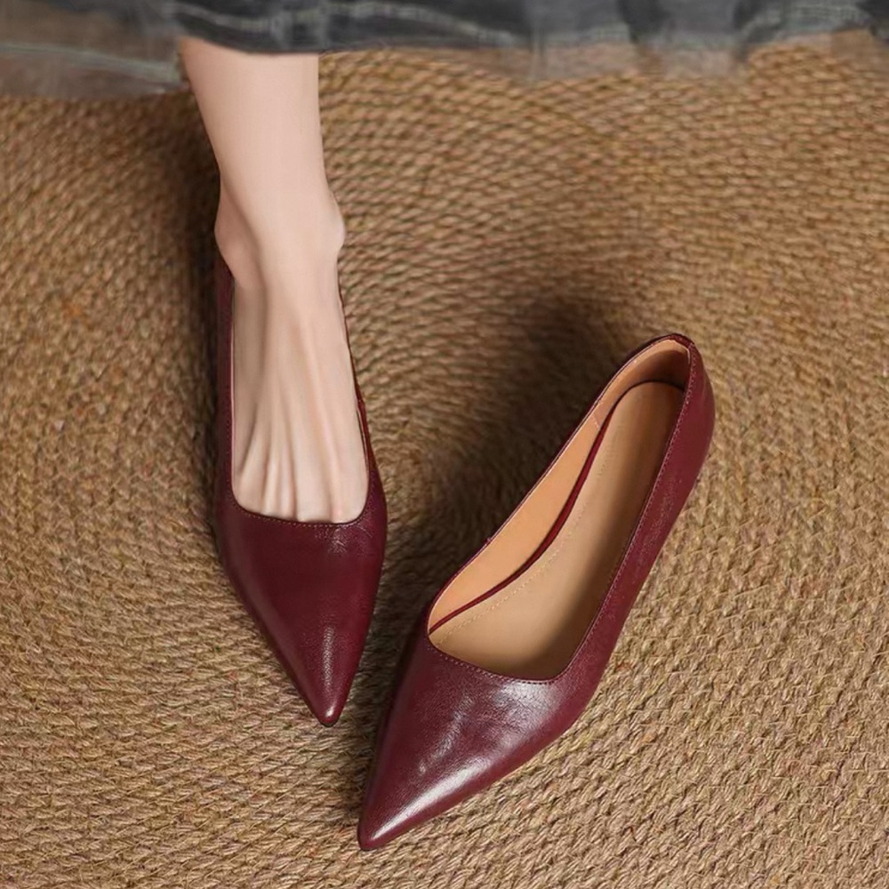 Elegant Burgundy Leather Flats